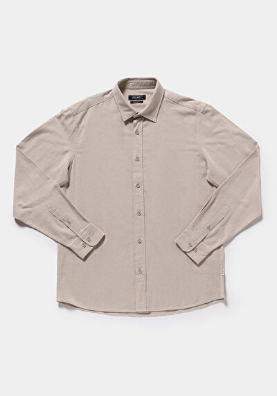 Image de Chemise À Manches Longues Blanc Regular Fit Droit Crêpe Homme