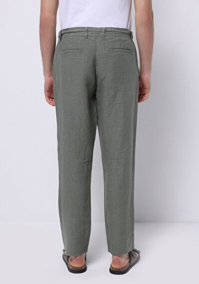 Image de Pantalon Kaki Long Medium Rise Lin Regular Fit Homme