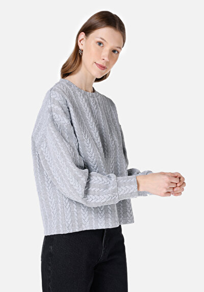 Image de T-shirt À Manches Longues Gris Regular Fit Femme