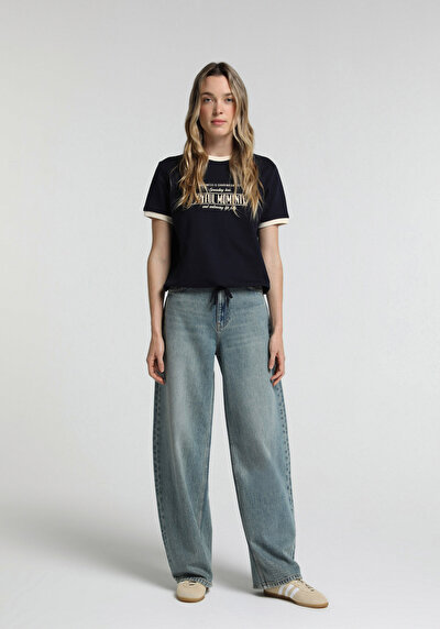 Image de 858 Lenora Pantalon En Jean    Baggy Tapered Fit Femme