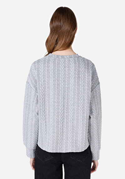 Image de T-shirt À Manches Longues Gris Regular Fit Femme