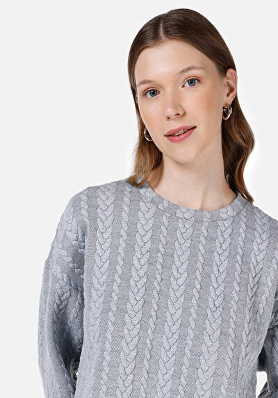 Image de T-shirt À Manches Longues Gris Regular Fit  Femme