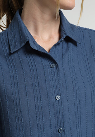 Image de Chemise À Manches Longues Marine Boyfriend Fit Jakarli Ratière Femme