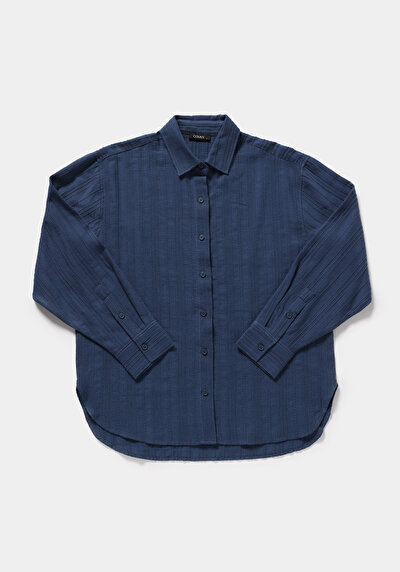 Image de Chemise À Manches Longues Marine Boyfriend Fit Jakarli Ratière Femme