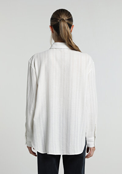 Image de Chemise À Manches Longues Blanc Boyfriend Fit Jakarli Ratière Femme