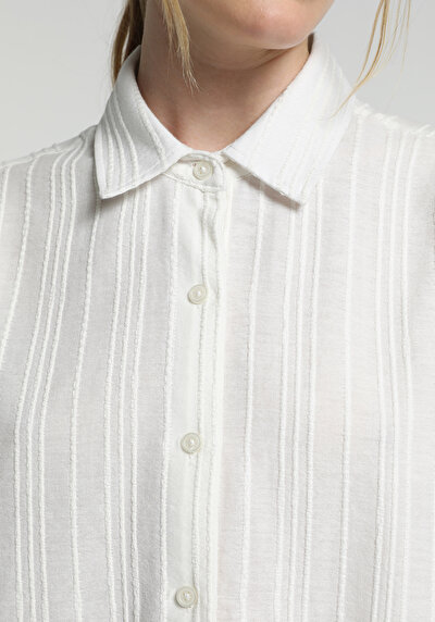 Image de Chemise À Manches Longues Blanc Boyfriend Fit Jakarli Ratière Femme