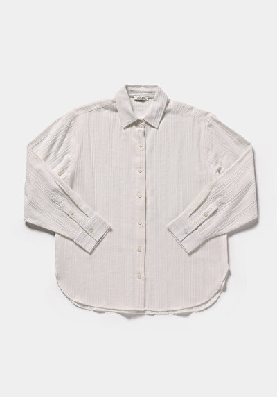 Image de Chemise À Manches Longues Blanc Boyfriend Fit Jakarli Ratière Femme