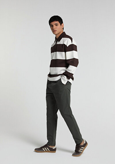 Image de Pantalon Vert Straight Leg Medium Rise Sergé Regular Fit Homme