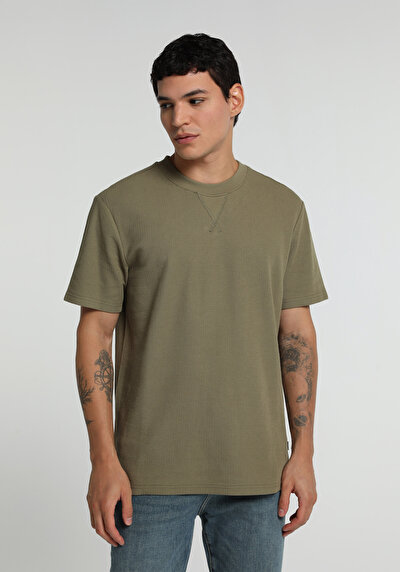 Image de T-shirt À Manches Courtes Vert Regular Fit Droit Homme