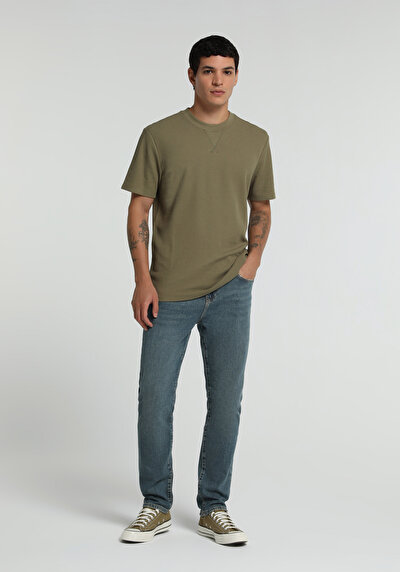 Image de T-shirt À Manches Courtes Vert Regular Fit Droit Homme