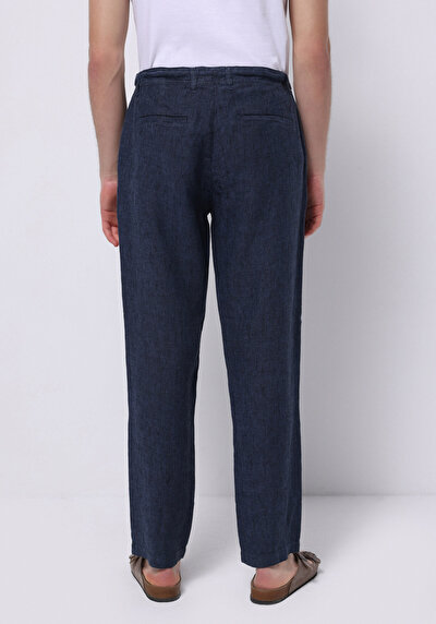 Image de Pantalon Marine Long Medium Rise Lin Regular Fit Homme