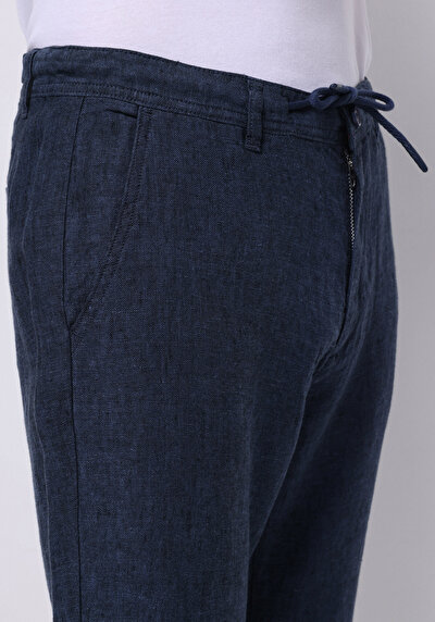 Image de Pantalon Marine Long Medium Rise Lin Regular Fit Homme
