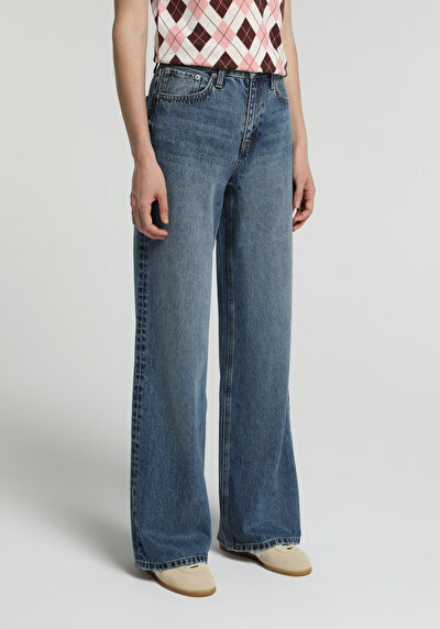 Image de 970 Berry Pantalon En Jean Wide Leg High Rise Wide Leg Fit Femme