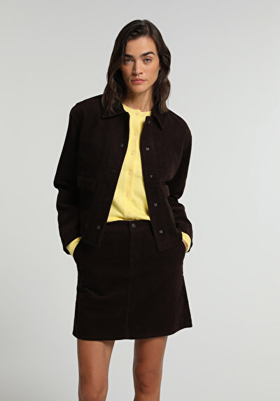 Image de Jupe Marron Mini Droit Velours Mini Femme