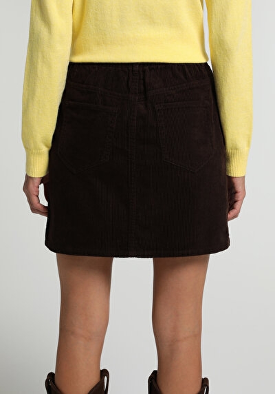 Image de Jupe Marron Mini Droit Velours Mini Femme