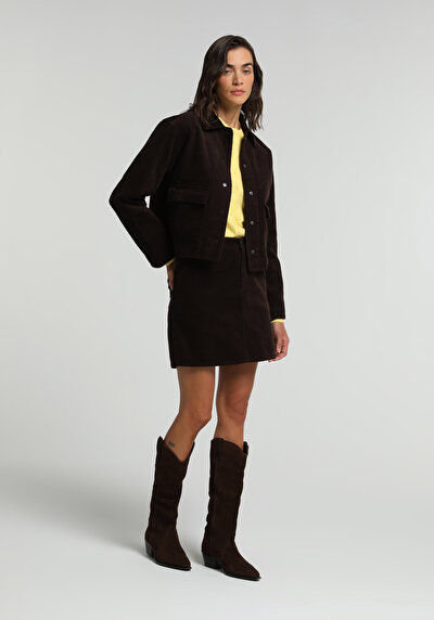 Image de Jupe Marron Mini Droit Velours Mini Femme