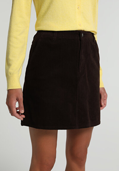 Image de Jupe Marron Mini Droit Velours Mini Femme