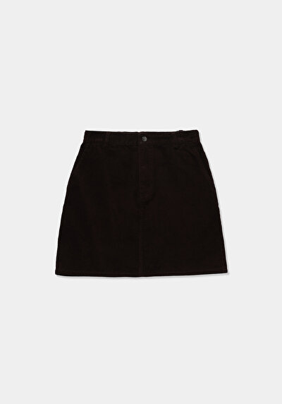 Image de Jupe Marron Mini Droit Velours Mini Femme