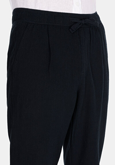 Image de Pantalon Noir Long Medium Rise Lin Regular Fit Homme