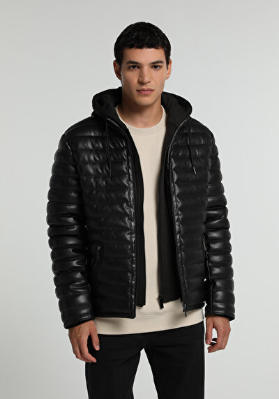 Image de Veste Pu Noir Manches Longues  Slim Fit Homme