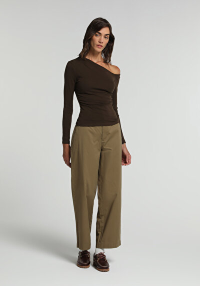 Image de Chemisier À Manches Longues Marron Slim Fit Femme