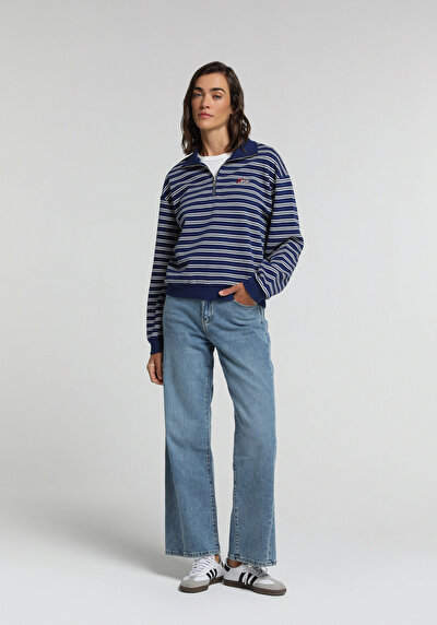 Image de 970 Berry Pantalon En Jean Wide Leg Fit Femme