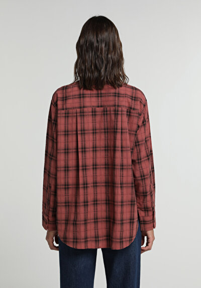Image de Chemise À Manches Longues Rouge Fashion Fit Plaid Ratière Femme