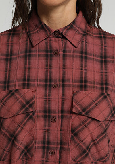 Image de Chemise À Manches Longues Rouge Fashion Fit Plaid Ratière Femme