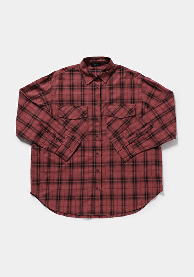 Image de Chemise À Manches Longues Rouge Fashion Fit Plaid Ratière Femme