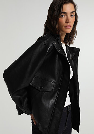 Image de Veste Pu Noir Manches Longues  Regular Fit Femme