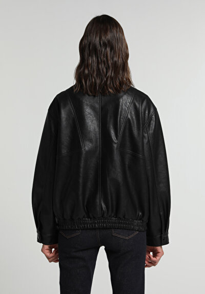 Image de Veste Pu Noir Manches Longues  Regular Fit Femme