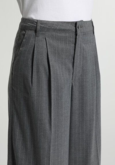 Image de Pantalon Gris Wide Leg High Rise Sergé Regular Fit Femme
