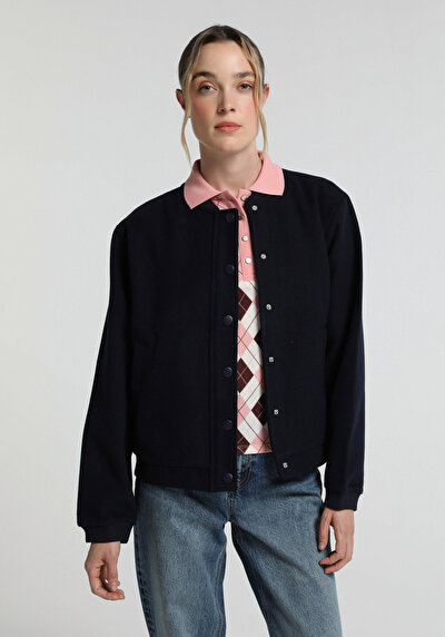 Image de Marine Regular Fit Manches Longues Tissu De Timbre Femme