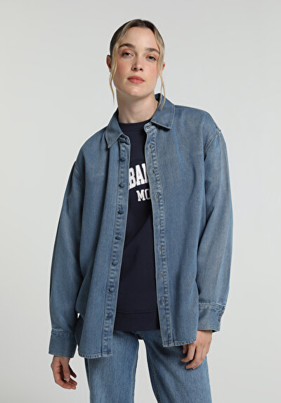 Image de Chemise À Manches Longues  Oversize Fit Droit Jean Femme