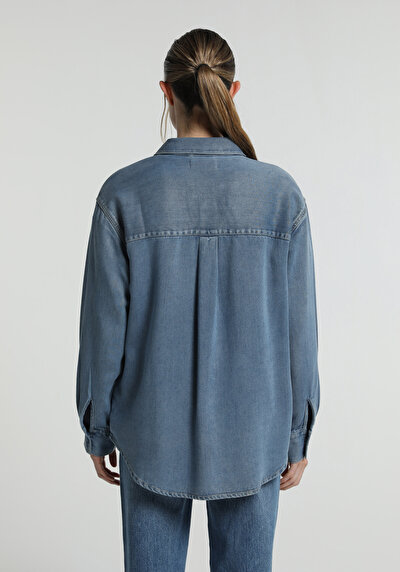 Image de Chemise À Manches Longues  Oversize Fit Droit Jean Femme