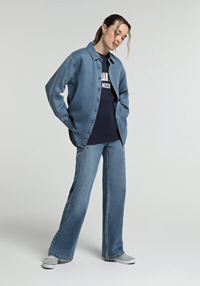 Image de Chemise À Manches Longues  Oversize Fit Droit Jean Femme