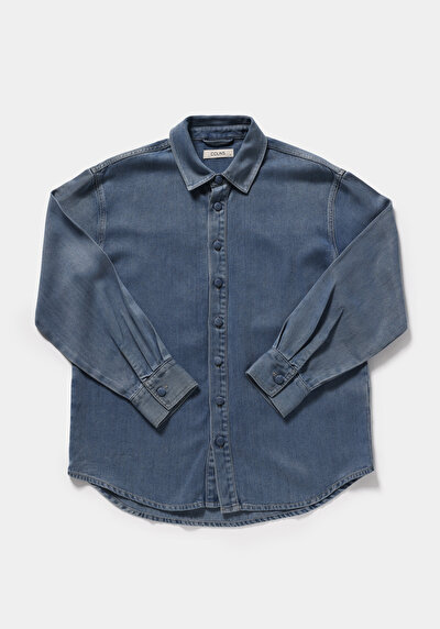 Image de Chemise À Manches Longues  Oversize Fit Droit Jean Femme
