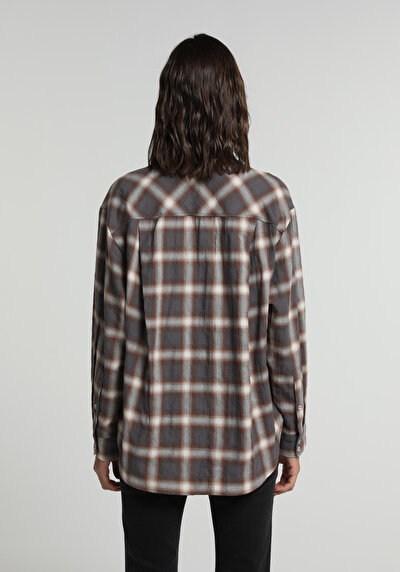 Image de Chemise À Manches Longues Multicolou Oversize Plaid Flanelle Femme