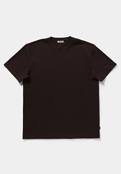 Image de T-shirt À Manches Courtes Marron Relaxed Fit Droit Homme