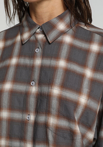 Image de Chemise À Manches Longues Multicolou Oversize Plaid Flanelle Femme