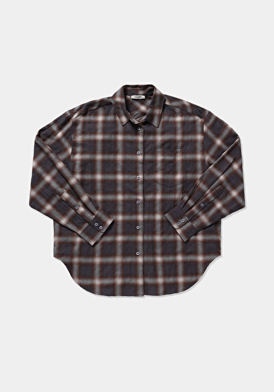 Image de Chemise À Manches Longues Multicolou Oversize Plaid Flanelle Femme