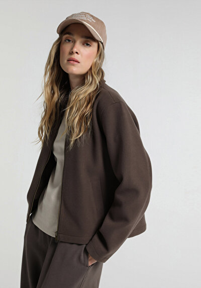 Image de Marron Regular Fit Manches Longues  Tissu De Timbre Femme