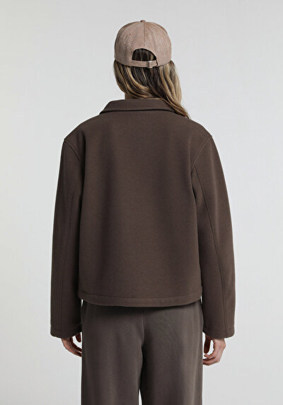 Image de Marron Regular Fit Manches Longues  Tissu De Timbre Femme
