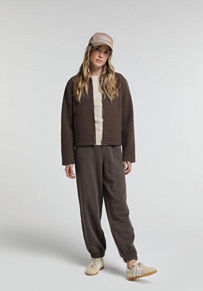 Image de Marron Regular Fit Manches Longues Tissu De Timbre Femme