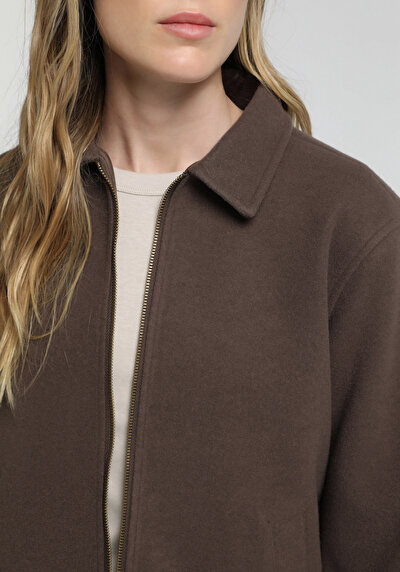 Image de Marron Regular Fit Manches Longues  Tissu De Timbre Femme
