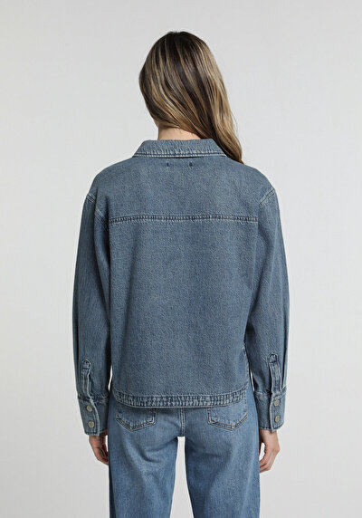 Image de Chemise À Manches Longues Oversize Fit Droit Jean Femme
