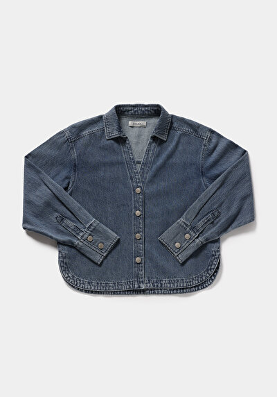 Image de Chemise À Manches Longues  Oversize Fit Droit Jean Femme