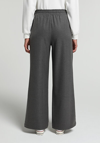Image de Pantalon Anthracite Wide Leg High Rise Sergé Regular Fit Femme