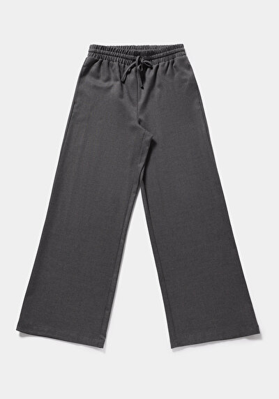 Image de Pantalon Anthracite Wide Leg High Rise Sergé Regular Fit Femme