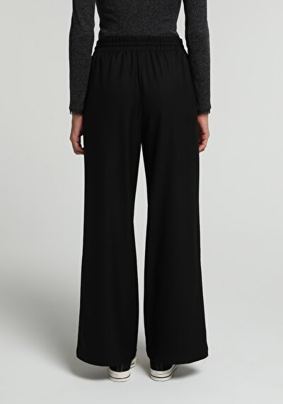 Image de Pantalon Noir Wide Leg High Rise Sergé Regular Fit Femme